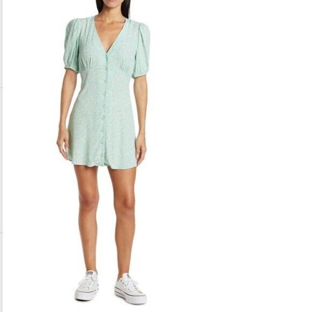 ELODIE Women floral button up mini Dress green BNWOT sz XLarge NEW